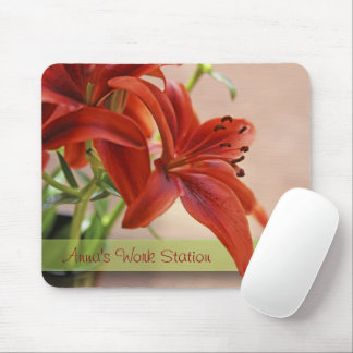 Beautiful Orange Tiger Lily Flowers Close-Up Mouse Pad