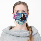 Beautiful Orca Whale face Adult Cloth Face Mask (Worn)