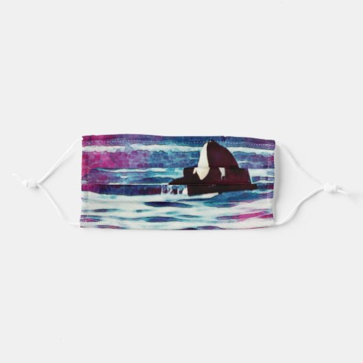 Beautiful Orca Whale face Adult Cloth Face Mask (Front, Folded)