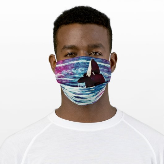Beautiful Orca Whale face Adult Cloth Face Mask (Worn)