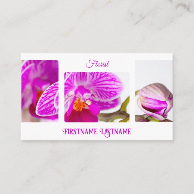 Beautiful orchid for floristic and flower experts business card (Front)