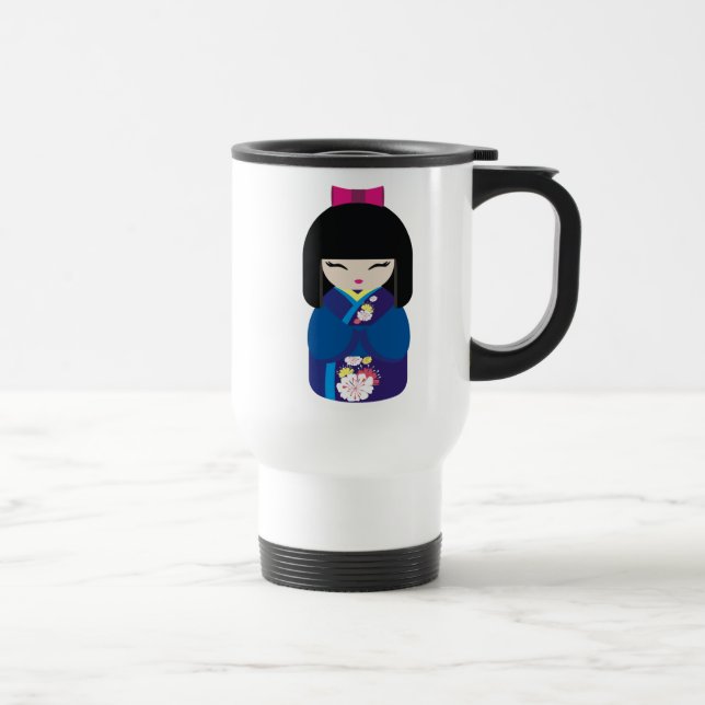 Beautiful Oriental Chinese Japanese Doll Travel Mug (Right)