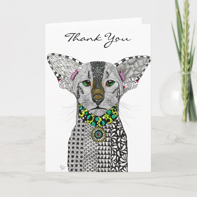 Beautiful Oriental Shorthair Cat Thank You Card (Front)