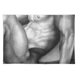 Beautiful Original Fine Art Male Drawing Placemats
