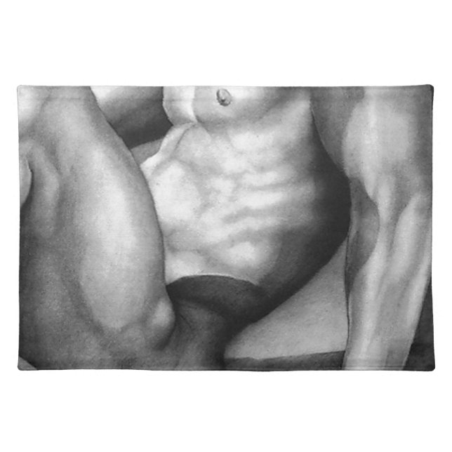 Beautiful Original Fine Art Male Drawing Placemats (Front)