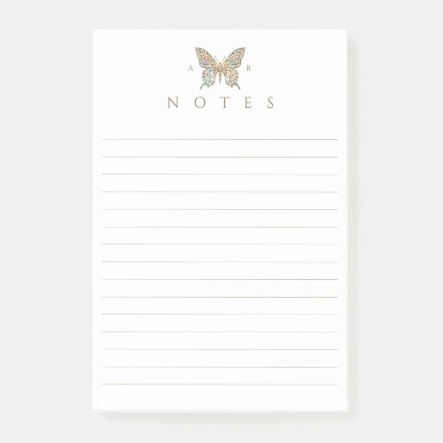 Beautiful Ornate Decorative Butterfly Logo Lined Post_it Notes
