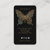 Beautiful Ornate Decorative Butterfly Logo White Business Card (Back)