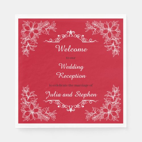 Beautiful Ornate Flower Wedding Reception Napkins