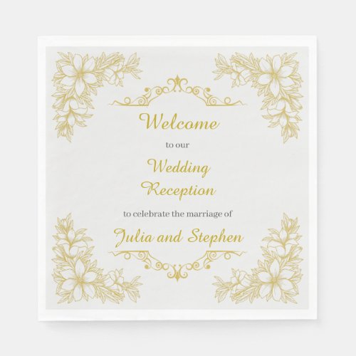 Beautiful Ornate Flower Wedding Reception Napkins