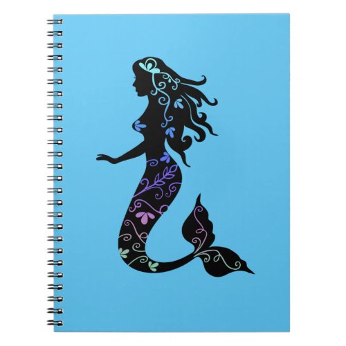 Beautiful Ornate Mermaid Silhouette Notebook