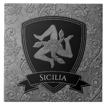 Beautiful Ornate Sicilian Trinacria Ceramic Tile by WRAPPED_TOO_TIGHT at Zazzle