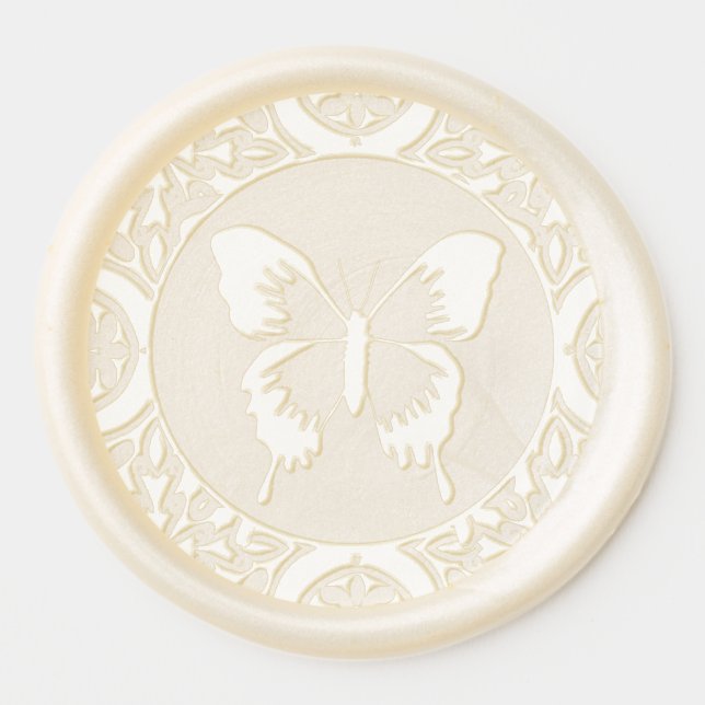 Beautiful Ornate Wedding Butterfly Medallion Wax Seal Sticker (Front)