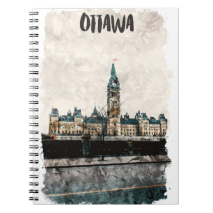 Beautiful Ottawa Canada Painting Travel Watercolor Notebook