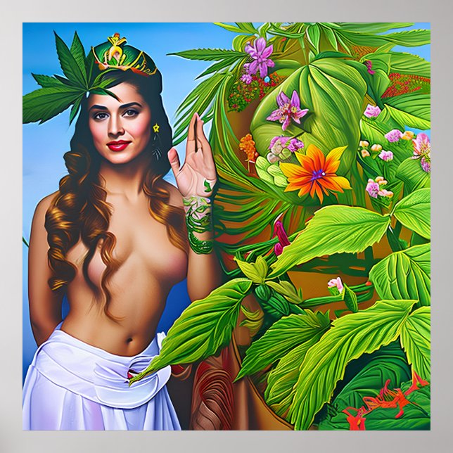 Beautiful Out the World Dreamy Cosmic Weed Goddess Poster (Front)