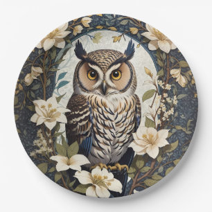 Beautiful Owl And Jasmine Flowers  Paper Plates