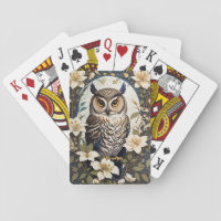Beautiful Owl And Jasmine Flowers  Playing Cards