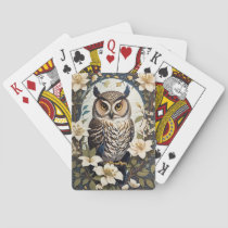 Beautiful Owl And Jasmine Flowers  Poker Cards