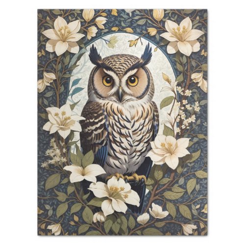 Beautiful Owl And Jasmine Flowers  Tissue Paper
