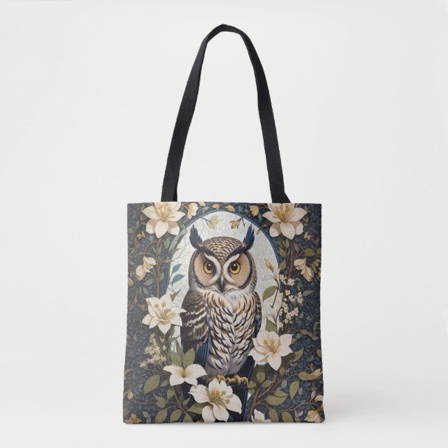 Beautiful Owl And Jasmine Flowers  Tote Bag (Front)