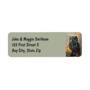 Beautiful Owl Bird Nature Wildlife Label