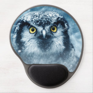 Beautiful Owl in snow Gel Mouse Pad