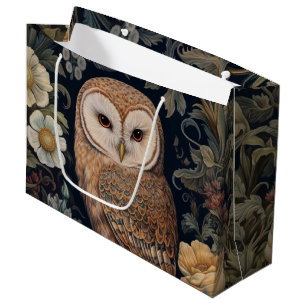 Beautiful owl in the garden art nouveau style large gift bag
