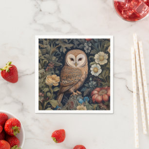 Beautiful owl in the garden art nouveau style napkins