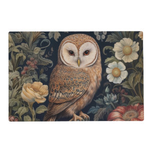 Beautiful owl in the garden art nouveau style placemat