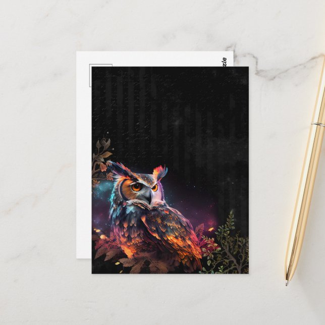Beautiful Owl in the Night  Postcard (Front/Back In Situ)