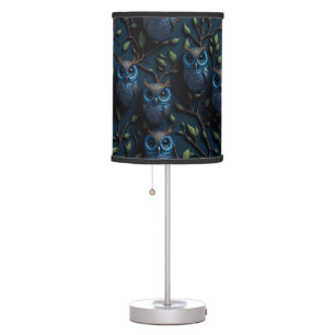 Beautiful Owls Pattern in Deep Rich Elegant Design Table Lamp
