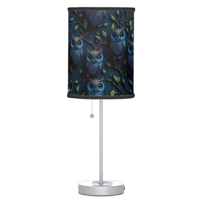 Beautiful Owls Pattern in Deep Rich Elegant Design Table Lamp (Right)