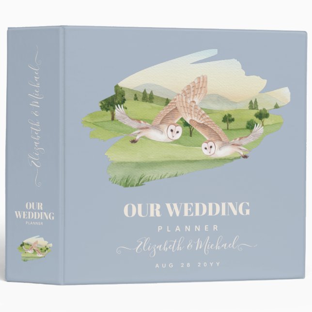 Beautiful OWLS Wedding 3 Ring Binder (Front/Spine)