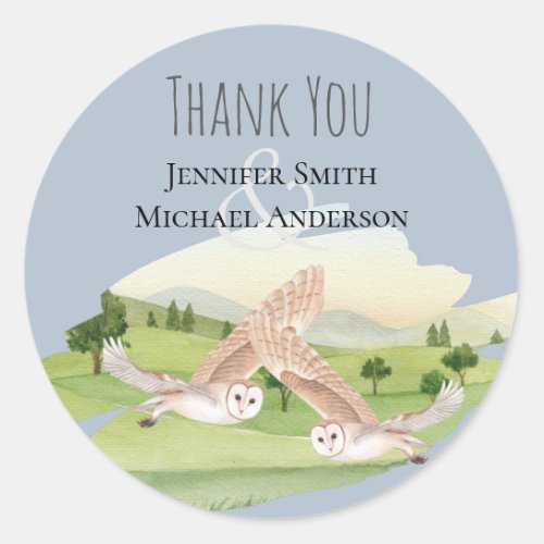 Beautiful OWLS Wedding Classic Round Sticker