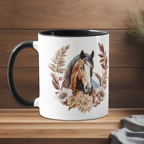 Beautiful Paint Horse Autumn Wreath Mug