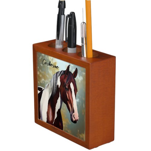 Beautiful Paint Horse Desk Organizer