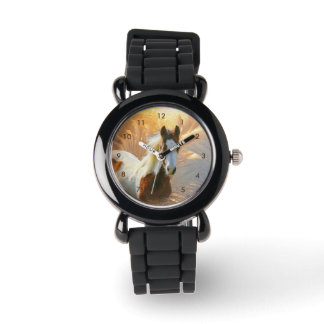 Beautiful Paint Horse Silver Glitter Watch