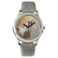 Beautiful Paint Horse Silver Glitter Watch