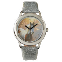 Beautiful Paint Horse Silver Glitter Watch Beautiful Paint Horse Silver Glitter Watch