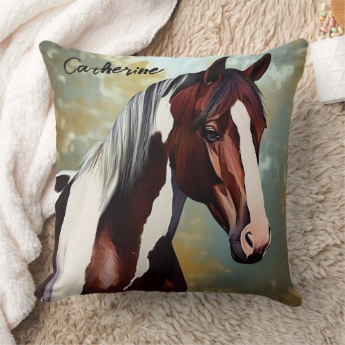 Beautiful Paint Horse Throw Pillow