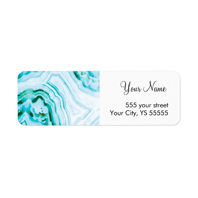 Beautiful Painted Blue Agate Geode Pattern Label (Front)