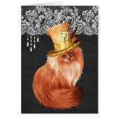 Beautiful painted cat in Victorian Hat on Chalkboa (Front)