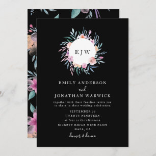 Beautiful Painted Flower Wreath Wedding Invitation