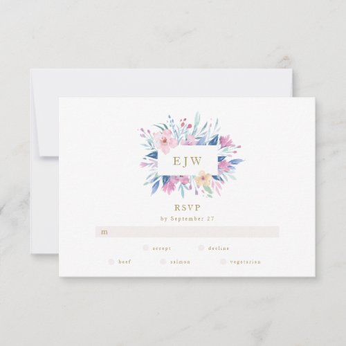 Beautiful Painted Flower Wreath Wedding RSVP