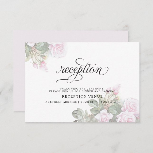 Beautiful Painted Pink Roses  BarefootBride™ Invitation (Front/Back)