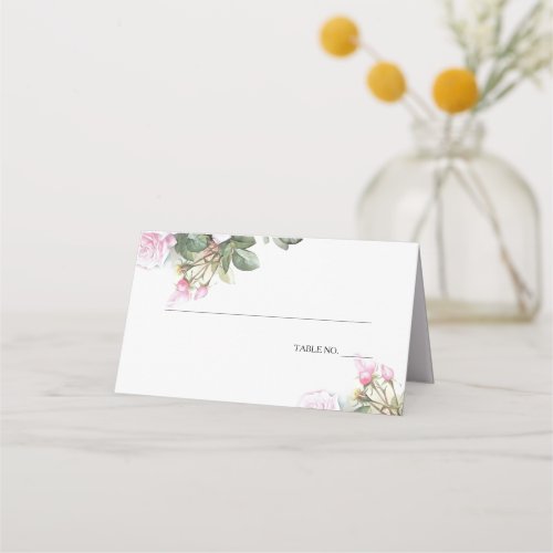 Beautiful Painted Pink Roses  BarefootBride Place Card