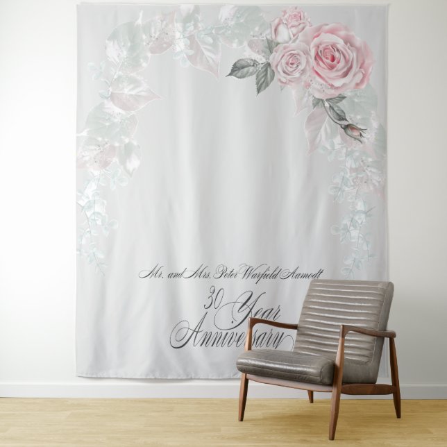 Beautiful Painted Pink Roses Prop Karen Tapestry (In Situ)