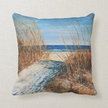Beautiful Painted Sand Dunes And Beach Painting Throw Pillow Beautiful Painted Sand Dunes And Beach Painting Throw Pillow