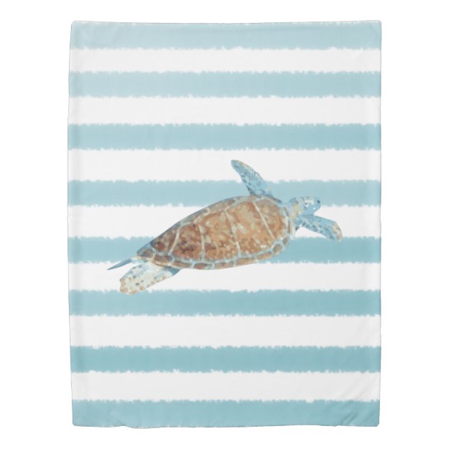 Beautiful Painted Sea Turtle Duvet Cover (Front)