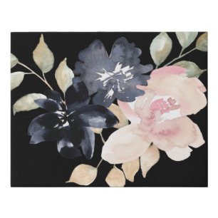 beautiful painted watercolor black flowers faux canvas print