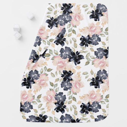 beautiful painted watercolor flowers baby blanket